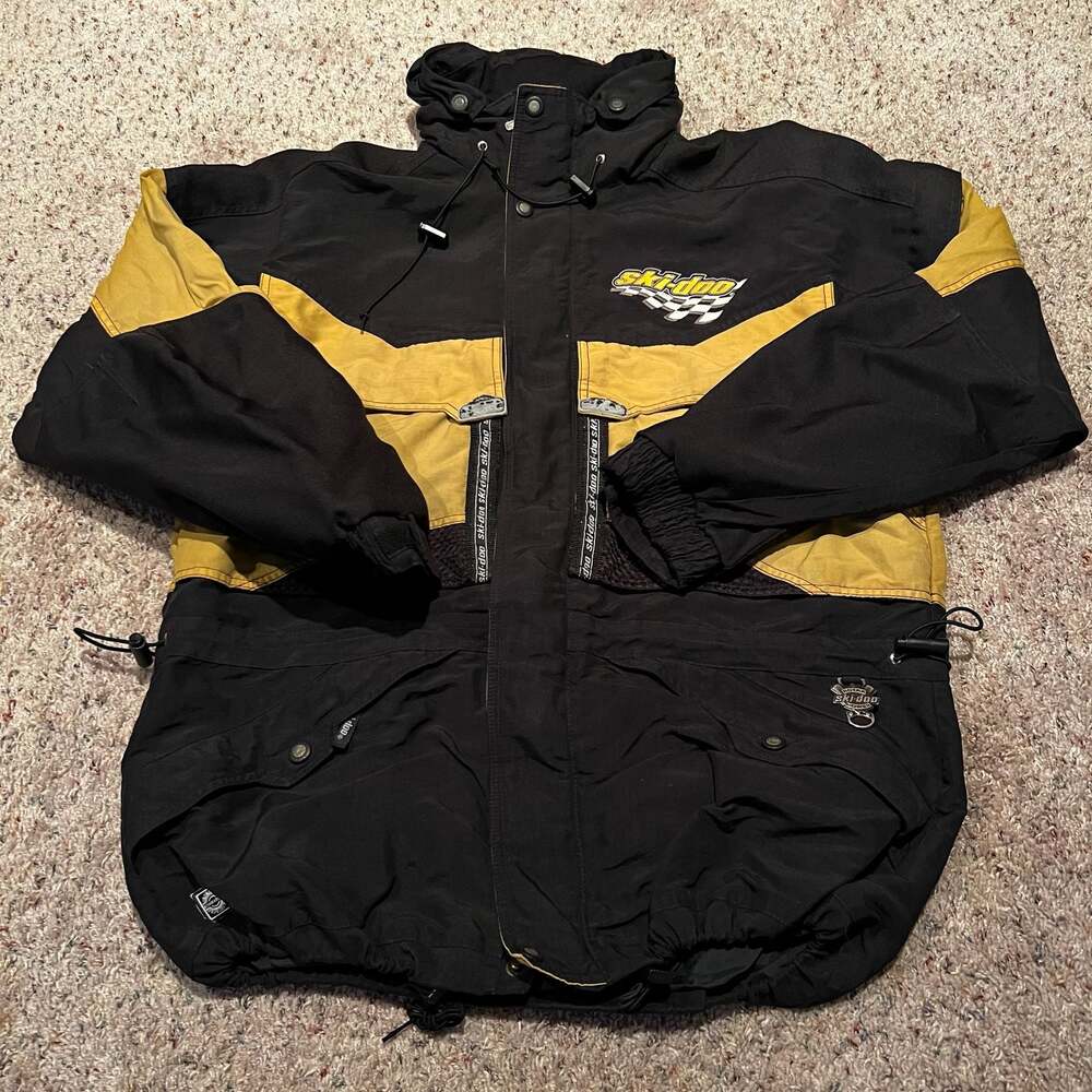 Vintage Ski-Doo Rotax Power Black and Yellow Snowmobile Racing Jacket